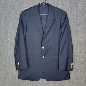Lauren Ralph Lauren Blazer Mens 40L Navy Gold Polo Buttons 100% Wool Sport Coat